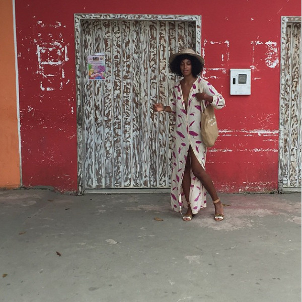 It can't be easy making a name for yourself as the younger sibling of a major celeb, but Solange is proving it possible with her reign in Fashion.  Here's an outfit from her honeymoon in Brazil.  Slay Solange, slay!