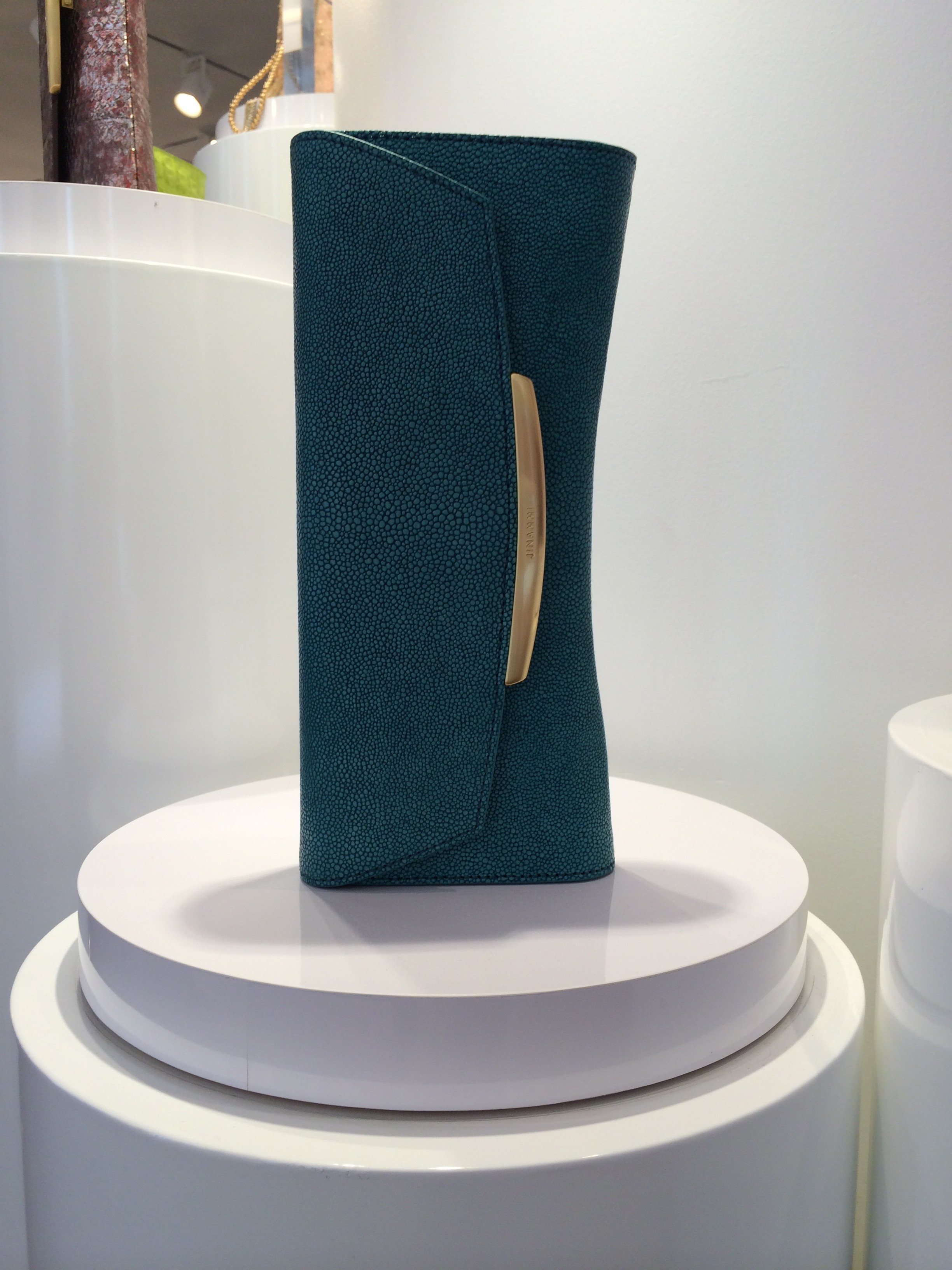 photo Jinammi LA Store Opening - teal clutch