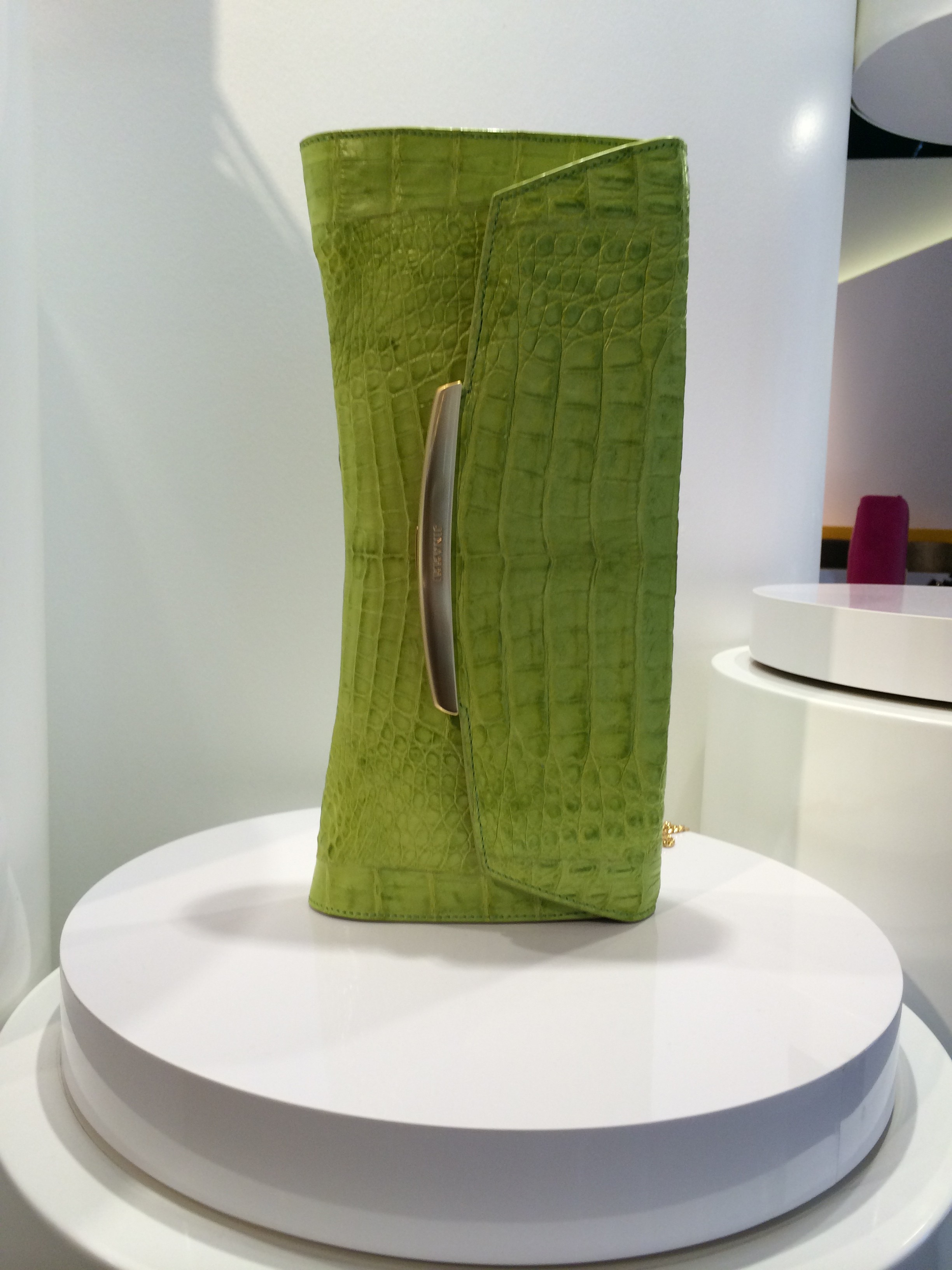 Jinammi LA Store Opening - lime green clutch